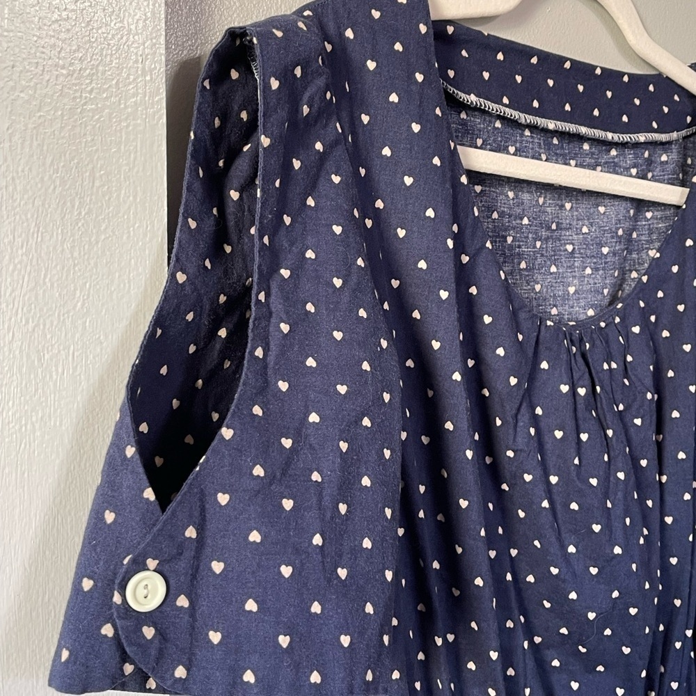 Handmade Tiny Heart Cotton Dress size medium VALENTINES DAY - Picture 2 of 6